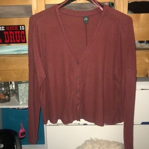Cropped button up sweater